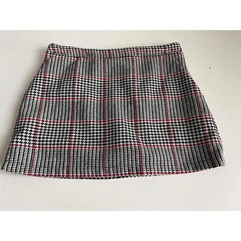 Forever 21 Juniors Sz‎ 26 Mini Skirt Multicolor Houndstooth Plaid With Pockets